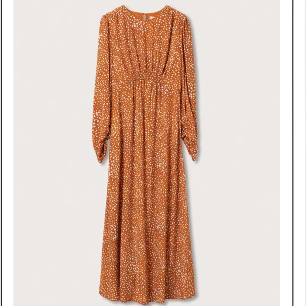 Mango Brown Polka Dot Dress